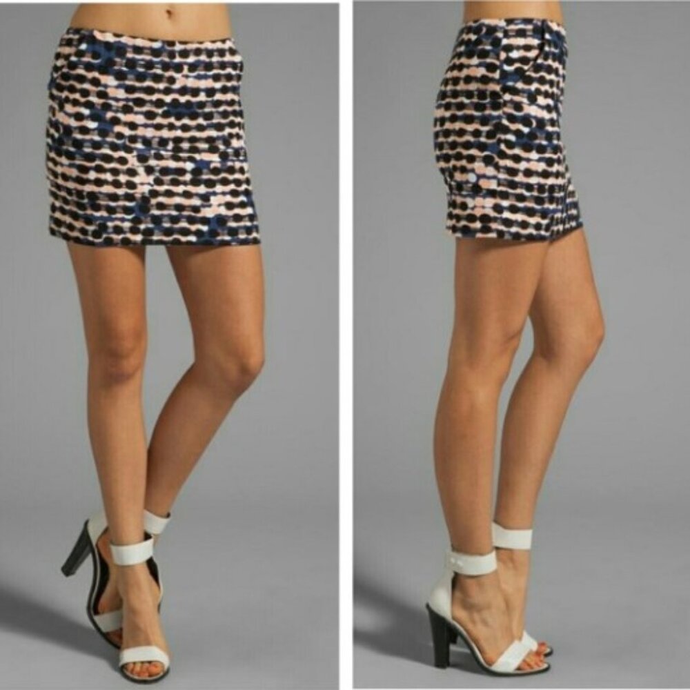 Diane Von Furstenberg DVF Racing Tweed Nelly Peach Cotton Mini Skirt Sz 8